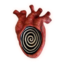 transparent image of a realistic heart with a black and swirl swirl encased within